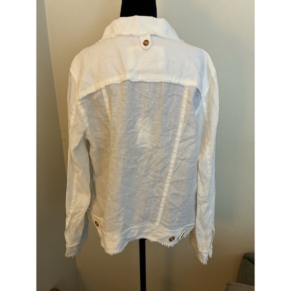NEW Hatley Linen Cropped Jacket Light Weight White Classic Straight Fit Medium - Picture 4 of 6